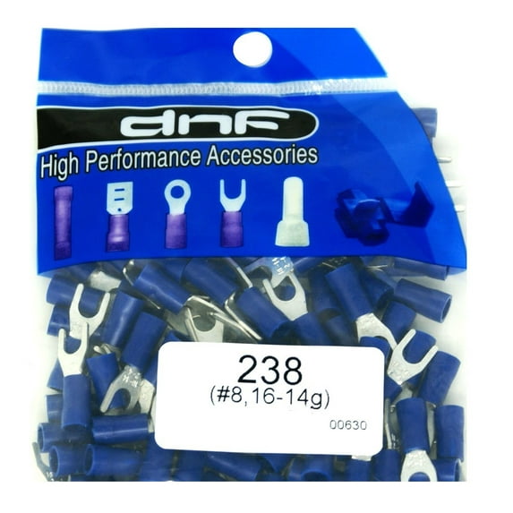 DNF 100 Pack Copper 16-14 Gauge Blue Spade Electrical Terminals #8