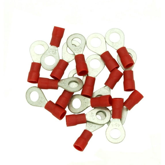 DNF 100 Pack Copper 22-18 Gauge Red Ring Terminals Electrical Wire Connectors #10