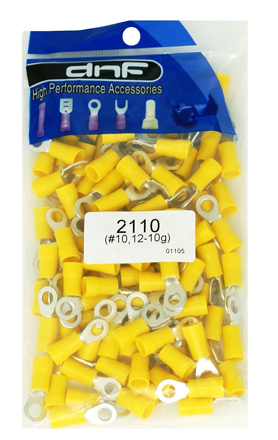 DNF 100 Pieces Copper 12-10 Gauge Yellow Ring Terminals Electrical Wire Connectors #10 (100 Pieces Yellow) - image 1 of 1