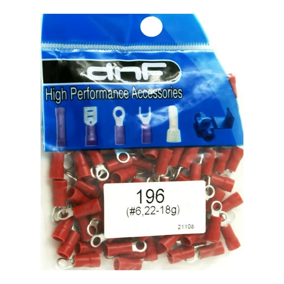 DNF 200 Pack Copper 22-18 Gauge Red Ring Terminals Electrical Wire Connectors #6
