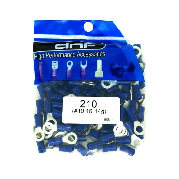 DNF 200 Pieces 16-14 Copper Gauge Blue Ring Terminals Electrical Wire Connectors #10 (100 Pieces Blue)