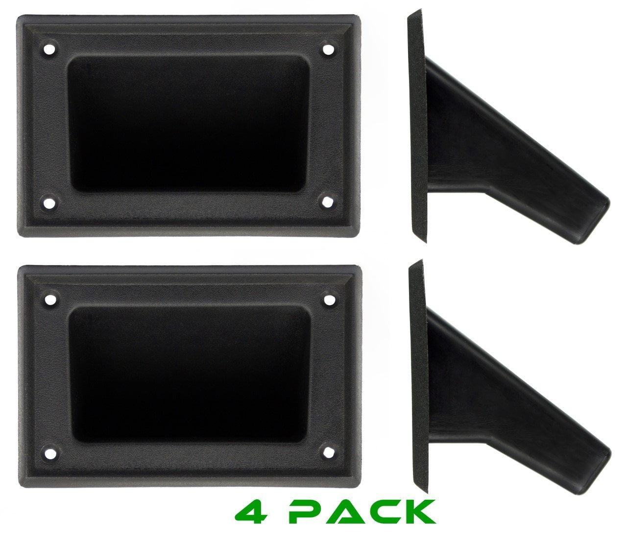 DNF 4 Pieces 5.25" x 3.5" DJ Speaker Box Black Plastic Pocket Handles