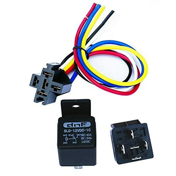 DNF (5 Pack) 30/40 AMP 5 Pin SPDT Automotive Relay with Wires & Harness Socket Set 12V