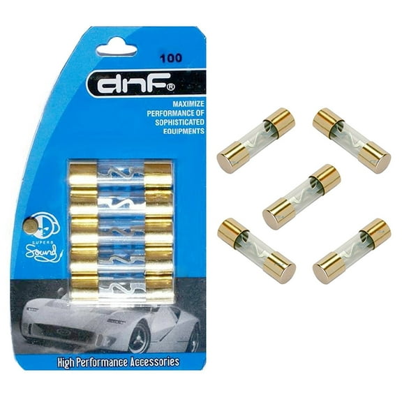 DNF 5 Pieces 100 AMP AGU Gold Plated Fuses Round Glass Fuses