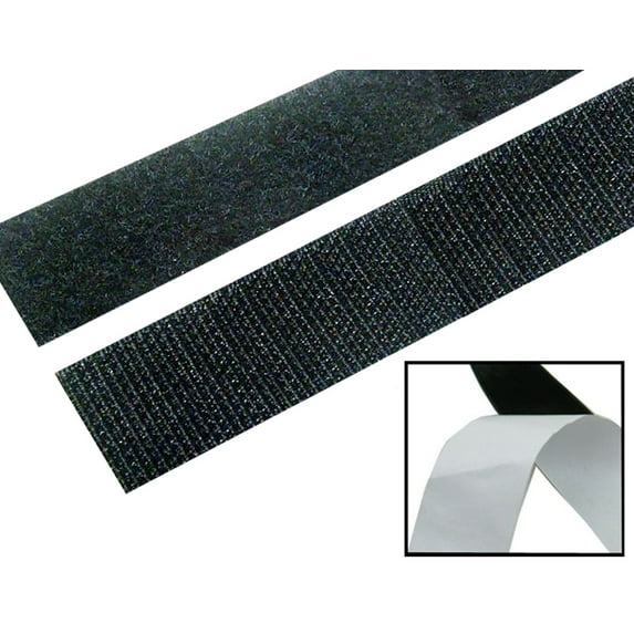 DNF 5 Yards (15 Feet) 1" Black Self-Adhesive Hook and Loop Sticky Tape