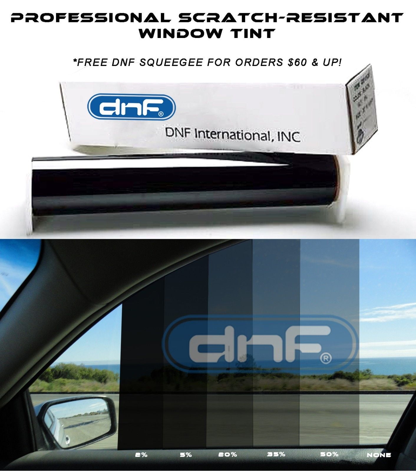 DNF 50FT 1Ply Window Tint Film 5% Shade 36