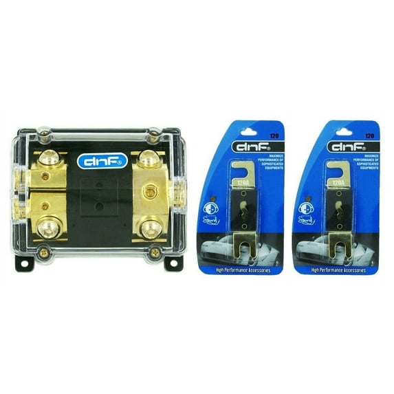 DNF ANL Fuse Holder 1-Hole In & 2-Hole Out 0/2/4 Gauge (FREE 2 PACK 120 AMP ANL FUSE)