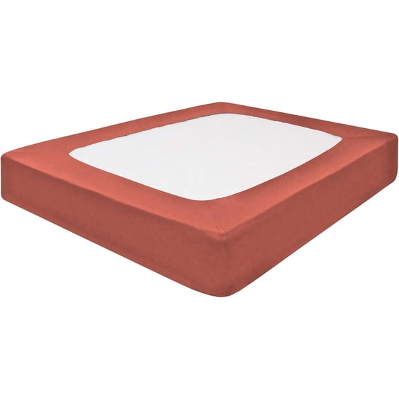 DNG Creations 1 Piece Box Spring Cover 100% Egyptian Cotton Wrap Around 4 Sides for Hotel & Home, Fits Box Springs up to 10 Inch Deep Pocket ( Solid Brick Red - California King )