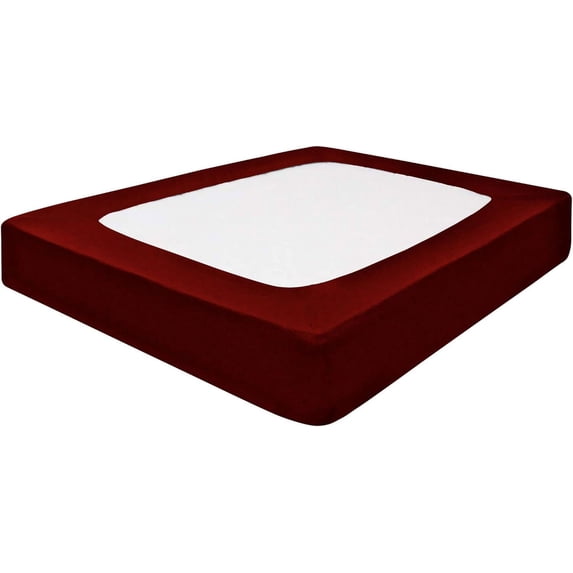 DNG Creations 1 Piece Box Spring Cover 100% Egyptian Cotton Wrap Around 4 Sides for Hotel & Home, Fits Box Springs up to 10 Inch Deep Pocket ( Solid Burgundy - Twin )