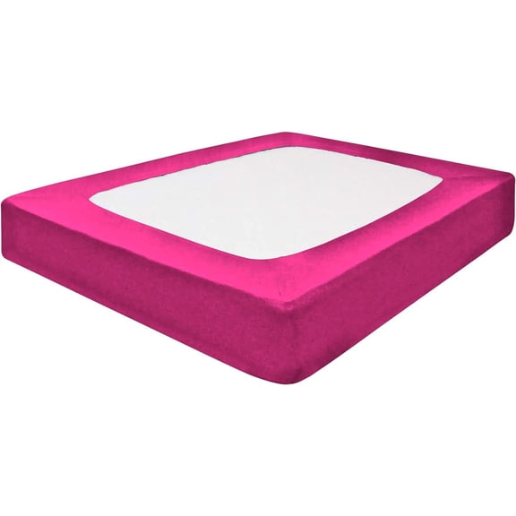 DNG Creations 1 Piece Box Spring Cover 100% Egyptian Cotton Wrap Around 4 Sides for Hotel & Home, Fits Box Springs up to 10 Inch Deep Pocket ( Solid Hot Pink - King )