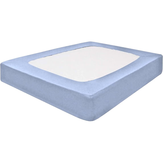 DNG Creations 1 Piece Box Spring Cover 100% Egyptian Cotton Wrap Around 4 Sides for Hotel & Home, Fits Box Springs up to 10 Inch Deep Pocket ( Solid Light Blue - King )