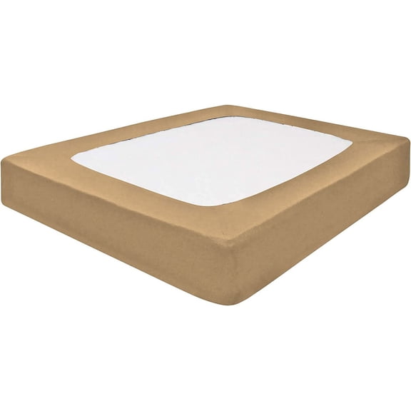 DNG Creations 1 Piece Box Spring Cover 100% Egyptian Cotton Wrap Around 4 Sides for Hotel & Home, Fits Box Springs up to 21 Inch Deep Pocket ( Solid Taupe - Twin XL )
