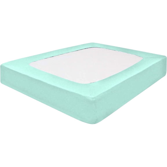 DNG Creations 1 Piece Box Spring Cover 100% Egyptian Cotton Wrap Around 4 Sides for Hotel & Home, Fits Box Springs up to 12 Inch Deep Pocket ( Solid Aqua Blue - Twin )