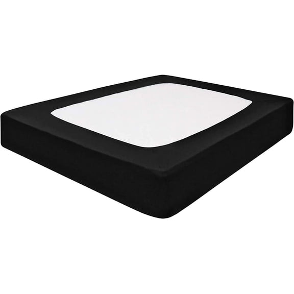DNG Creations 1 Piece Box Spring Cover 100% Egyptian Cotton Wrap Around 4 Sides for Hotel & Home, Fits Box Springs up to 12 Inch Deep Pocket ( Solid Black - California King )