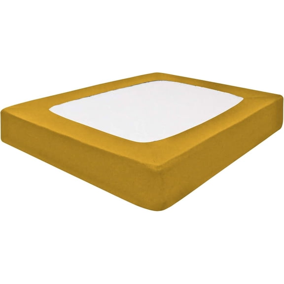 DNG Creations 1 Piece Box Spring Cover 100% Egyptian Cotton Wrap Around 4 Sides for Hotel & Home, Fits Box Springs up to 12 Inch Deep Pocket ( Solid Gold - California King )