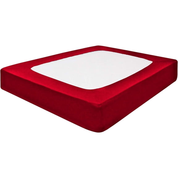 DNG Creations 1 Piece Box Spring Cover 100% Egyptian Cotton Wrap Around 4 Sides for Hotel & Home, Fits Box Springs up to 12 Inch Deep Pocket ( Solid Red - King )