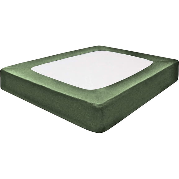 DNG Creations 1 Piece Box Spring Cover 100% Egyptian Cotton Wrap Around 4 Sides for Hotel & Home, Fits Box Springs up to 15 Inch Deep Pocket ( Solid Moss - Twin XL )
