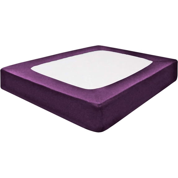 DNG Creations 1 Piece Box Spring Cover 100% Egyptian Cotton Wrap Around 4 Sides for Hotel & Home, Fits Box Springs up to 18 Inch Deep Pocket ( Solid Plum - King )