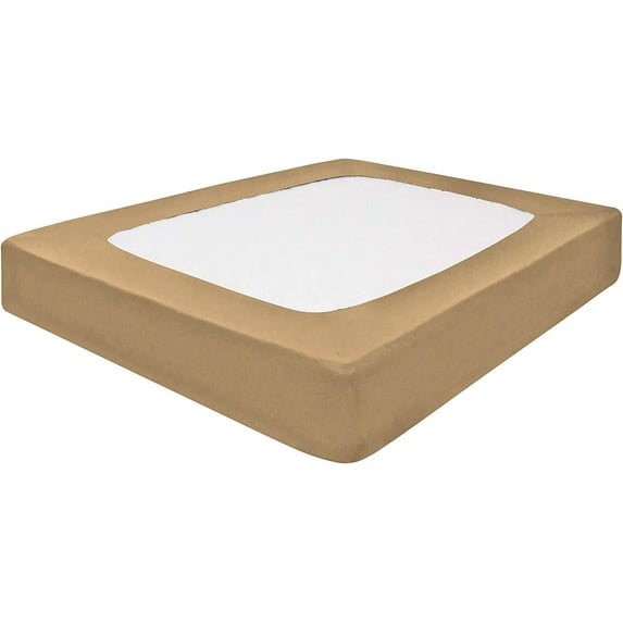 DNG Creations 1 Piece Box Spring Cover 100% Egyptian Cotton Wrap Around 4 Sides for Hotel & Home, Fits Box Springs up to 6 Inch Deep Pocket ( Solid Taupe - Twin XL )