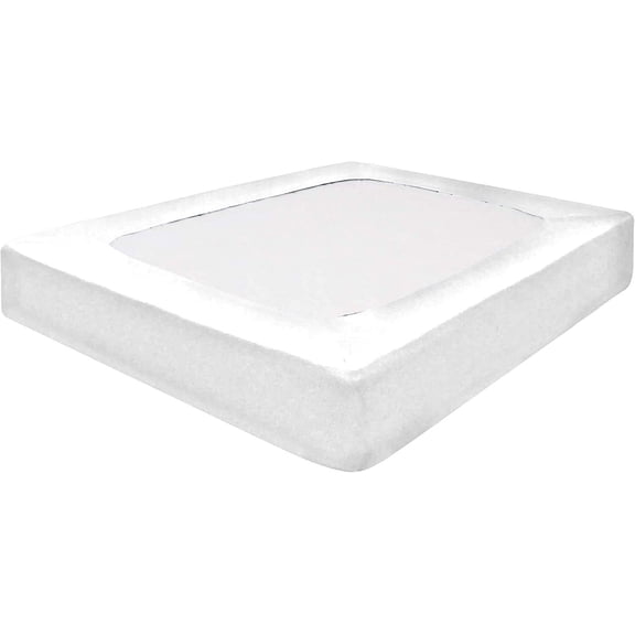 DNG Creations 1 Piece Box Spring Cover 100% Egyptian Cotton Wrap Around 4 Sides for Hotel & Home, Fits Box Springs up to 8 Inch Deep Pocket ( Solid White - Full )