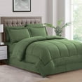 thumbnail image 1 of DNG Creations 1 Piece Box Stitched Striped Pattern Comforter 100% Egyptian Cotton Quilt Cover 800 TC All Season 550 GSM ( Oversized Queen Size ) Stripe Moss Colour, 1 of 5