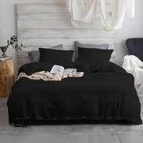 DNG Creations 1 Piece Buttons Closure Duvet Cover White Buttons - 100% Egyptian Cotton, 800 Thread Count ( Solid Black - Twin/Twin XL )