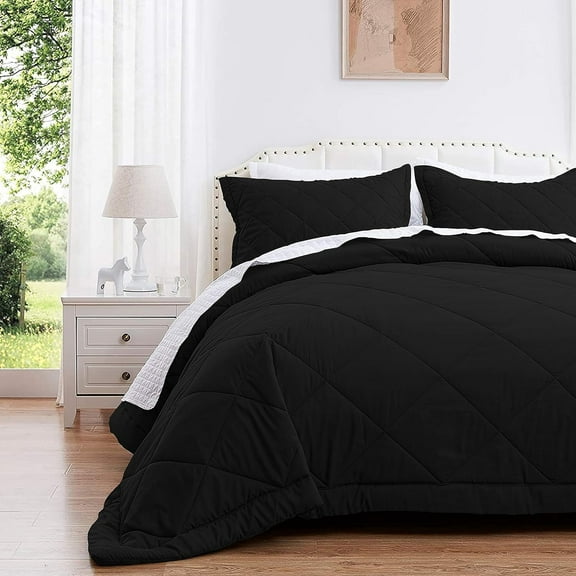 DNG Creations 1 Piece Diamond Pattern Comforter, 800 Thread Count, 100% Egyptian Cotton - Twin/Twin XL Size, Solid Black Color