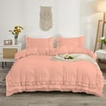 thumbnail image 1 of DNG Creations 1 Piece Double Ruffle Duvet Cover With Zipper Closure ( Solid Peach ) All-Season 100% Egyptian Cotton, 800 Thread Count ( Oversized King - Size ), 1 of 6