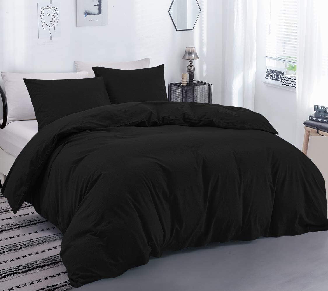 DNG Creations 1 Piece Duvet Cover with Zipper & Corner Ties - 100% Egytian Cotton, 800 Theads Count ( Twin/Twin XL - Solid Black )