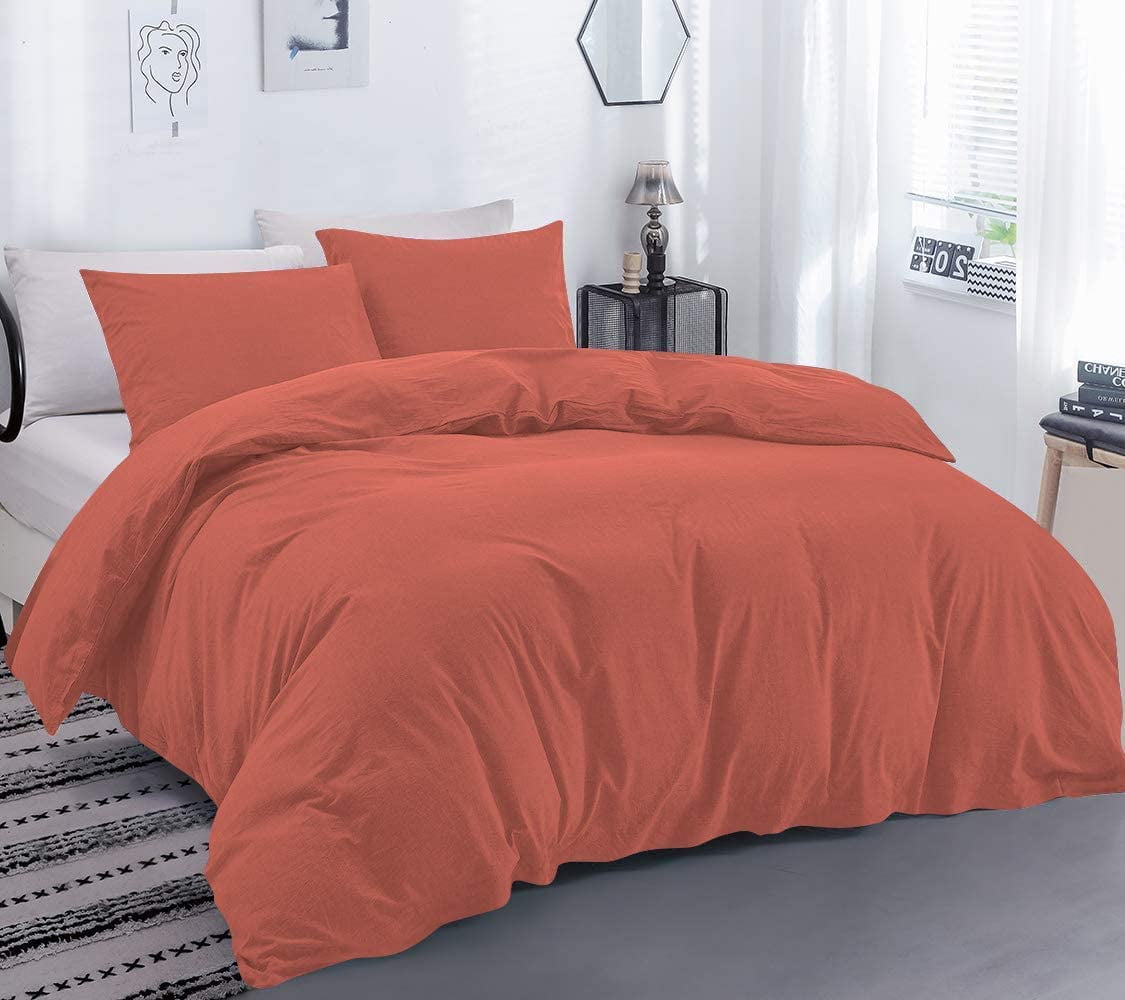 DNG Creations 1 Piece Duvet Cover with Zipper & Corner Ties - 100% Egytian Cotton, 800 Theads Count ( Twin/Twin XL - Solid Brick Red )