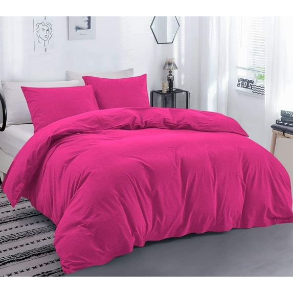 DNG Creations 1 Piece Duvet Cover with Zipper & Corner Ties - 100% Egytian Cotton, 800 Theads Count ( Twin/Twin XL - Solid Hot Pink )