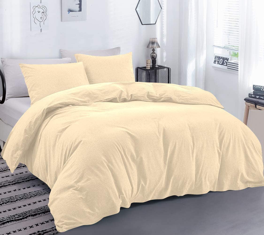 DNG Creations 1 Piece Duvet Cover with Zipper & Corner Ties - 100% Egytian Cotton, 800 Theads Count ( Twin/Twin XL - Solid Ivory )