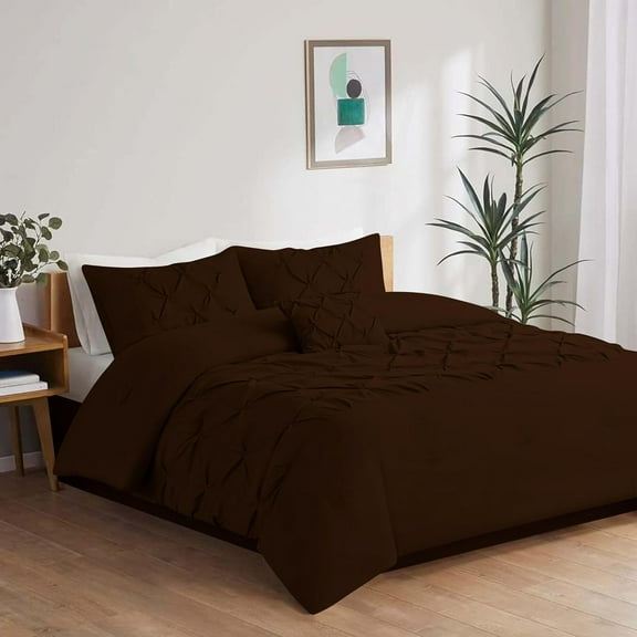 DNG Creations 1 Piece Luxurious Half Pinch Pleated Comforter Long Lasting 100% Egyptian Cotton, 800 TC 550 GSM All Season ( Full/Queen Size ) Solid Chocolate Colour
