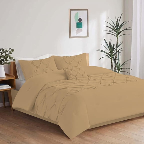 DNG Creations 1 Piece Luxurious Half Pinch Pleated Comforter Long Lasting 100% Egyptian Cotton, 800 TC 550 GSM All Season ( Full/Queen Size ) Solid Taupe Colour