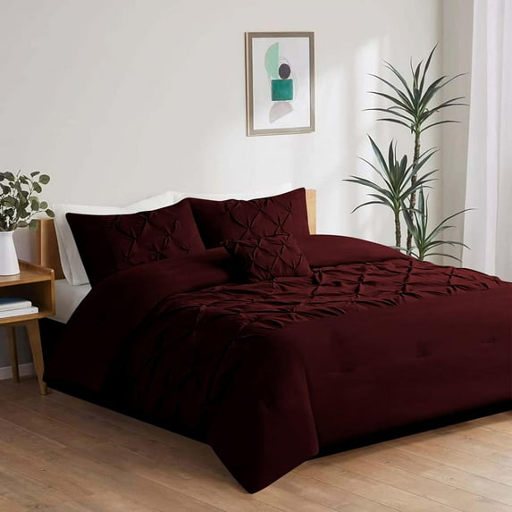 DNG Creations 1 Piece Luxurious Half Pinch Pleated Comforter Long Lasting 100% Egyptian Cotton, 800 TC 550 GSM All Season ( King/Cal King Size ) Solid Wine Colour
