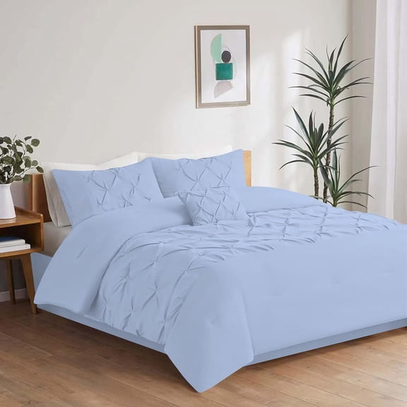 DNG Creations 1 Piece Luxurious Half Pinch Pleated Comforter Long Lasting 100% Egyptian Cotton, 800 TC 550 GSM All Season ( Twin/Twin XL Size ) Solid Light Blue Colour
