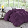 thumbnail image 1 of DNG Creations 1 Piece Luxury Pinch Pleated Comforter Premium 800 Thread Count 100% Egyptian Cotton-Oversized Queen Size, Solid Plum Color, 1 of 5