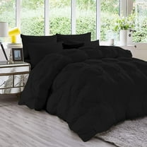 DNG Creations 1 Piece Luxury Pinch Pleated Comforter Premium 800 Thread Count 100% Egyptian Cotton-Twin/Twin XL Size, Solid Black Color
