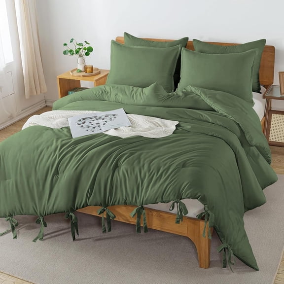 DNG Creations 1 Piece Luxury Tie Comforter ( Solid Moss Colour ) All-Season 550 GSM Ultra Soft 100% Egyptian Cotton, 800 TC ( California King - Size )