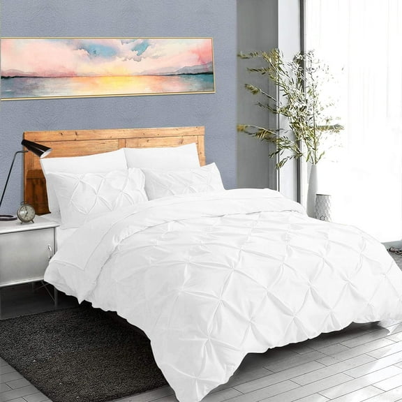 DNG Creations 1 Piece Pinch Pleated Duvet Cover 800 Threads Count, 100% Egyptian Cotton - With Zipper Closure & Corner Ties ( Solid White - Twin/Twin XL )
