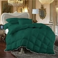 thumbnail image 1 of DNG Creations 1 Piece Pom Pom Box Design Comforter 550 GSM All Season White Vintage Pom-Pom Fringe ( Oversized Super King Size ) 100% Egyptian Cotton, Solid Teal Green Colour, 1 of 5