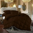 thumbnail image 1 of DNG Creations 1 Piece Pom Pom Box Design Comforter 550 GSM All Season White Vintage Pom-Pom Fringe ( Full/Queen Size ) 100% Egyptian Cotton, Solid Chocolate Colour, 1 of 5
