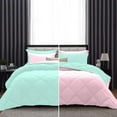 thumbnail image 1 of DNG Creations 1 Piece Reversible Diamond Pattern Comforter ( Aqua-Blue/Light Pink Colour ) 550 GSM All - Season 100% Egyptian Cotton, 800 TC - California King - Size, 1 of 7
