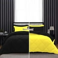 thumbnail image 1 of DNG Creations 1 Piece Reversible Diamond Pattern Comforter Solid - 100% Egyptian Cotton, 800 TC ( Full/ Queen - Size ) All-Season 550 GSM ( Yellow/Black Colour ), 1 of 7