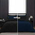 thumbnail image 1 of DNG Creations 1 Piece Reversible Diamond Pattern Comforter Solid - 100% Egyptian Cotton, 800 TC ( Oversized Queen - Size ) All-Season 550 GSM ( Navy-Blue/Black Colour ), 1 of 7