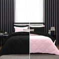 thumbnail image 1 of DNG Creations 1 Piece Reversible Diamond Pattern Solid Comforter 800 Threads Count ( Oversized King - Size ) 100% Egyptian Cotton All-Season 550 GSM ( Light-Pink/Black Colour ), 1 of 7