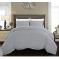thumbnail image 1 of DNG Creations 1 Piece Ruched Pattern Duvet Cover 100% Egyptian Cotton, 800 TC- With Zipper Closure & Corner Ties ( Solid Silver - Oversized King ), 1 of 3