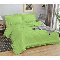 DNG Creations 1 Piece Ruffle Diamond Comforter All Season 550 GSM Twin/Twin XL Size - 800 Threads Count, 100% Egyptian Cotton Solid Sage Colour