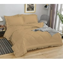 DNG Creations 1 Piece Ruffle Diamond Comforter All Season 550 GSM Twin/Twin XL Size - 800 Threads Count, 100% Egyptian Cotton Solid Taupe Colour