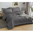 thumbnail image 1 of DNG Creations 1 Piece Ruffle Diamond Comforter All Season 550 GSM California King Size - 800 Threads Count, 100% Egyptian Cotton Solid Dark Grey Colour, 1 of 7